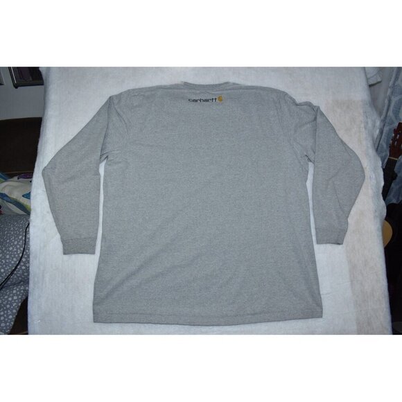 Carhartt Emea Mens T-Shirt Size 3XL Tall Original Fit Gray Core Logo Long Sleeve - Picture 12 of 12